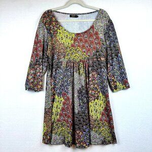 R&B Stretchy Art to Wear Shift Tunic Dress Size 1X Coastal Beachy Resortwear